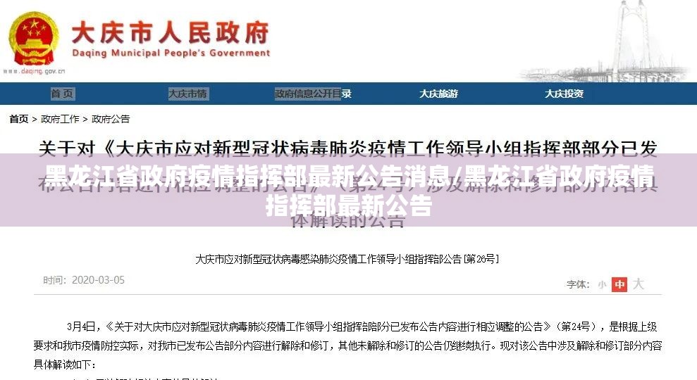 黑龙江省政府疫情指挥部最新公告消息/黑龙江省政府疫情指挥部最新公告