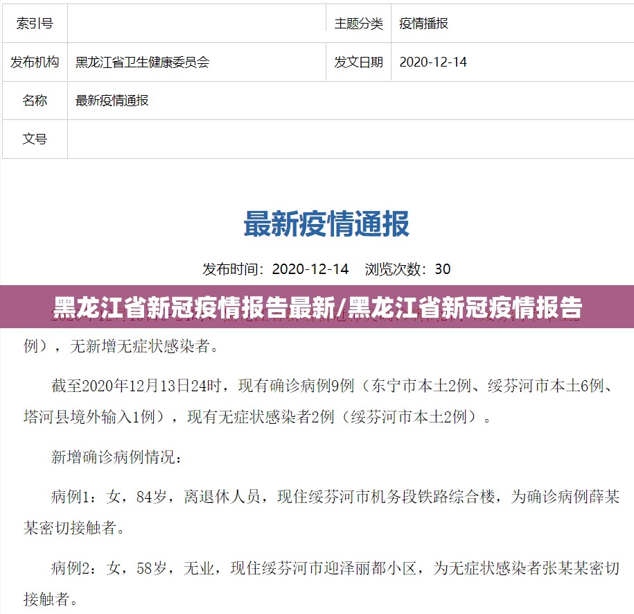 黑龙江省新冠疫情报告最新/黑龙江省新冠疫情报告