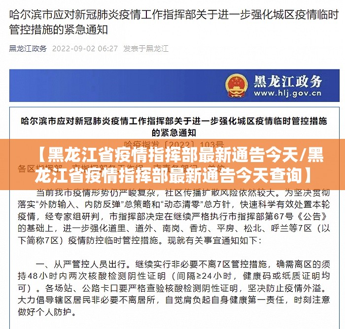 【黑龙江省疫情指挥部最新通告今天/黑龙江省疫情指挥部最新通告今天查询】