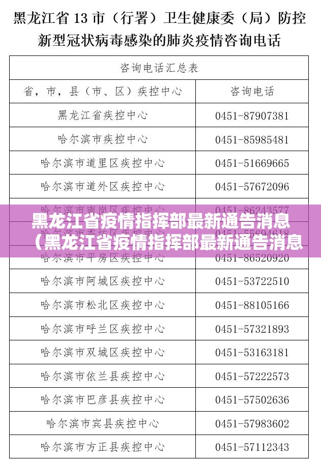 黑龙江省疫情指挥部最新通告消息（黑龙江省疫情指挥部最新通告消息查询）