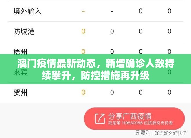 澳门疫情最新动态，新增确诊人数持续攀升，防控措施再升级
