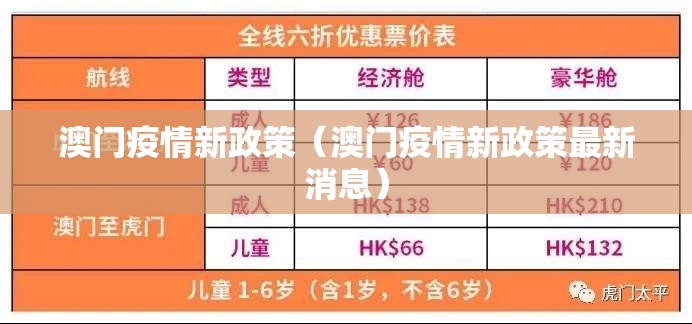 澳门疫情新政策（澳门疫情新政策最新消息）