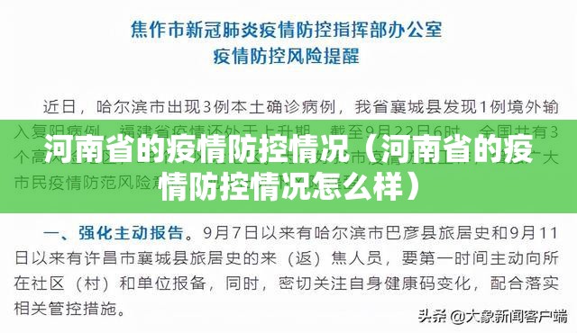 河南省的疫情防控情况（河南省的疫情防控情况怎么样）