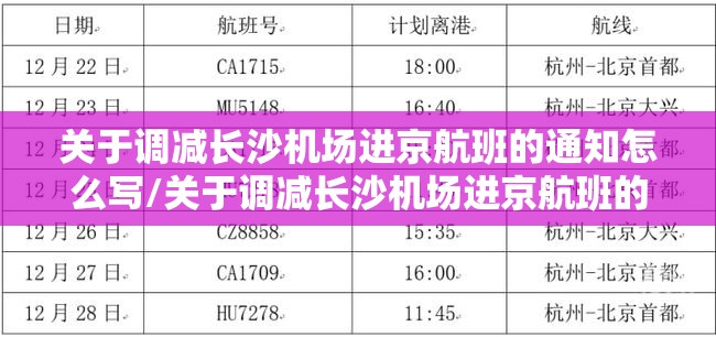 关于调减长沙机场进京航班的通知怎么写/关于调减长沙机场进京航班的通知