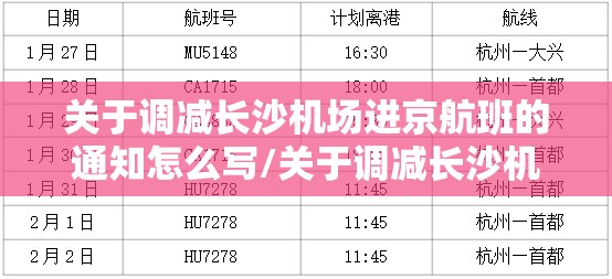 关于调减长沙机场进京航班的通知怎么写/关于调减长沙机场进京航班的通知
