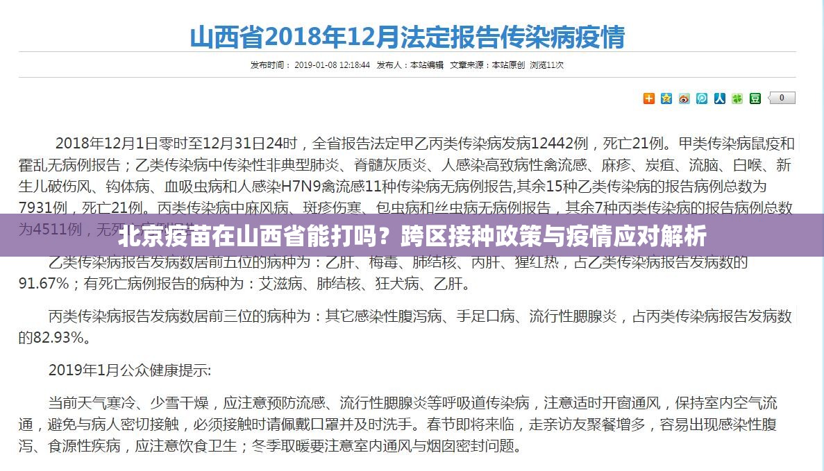 北京疫苗在山西省能打吗？跨区接种政策与疫情应对解析