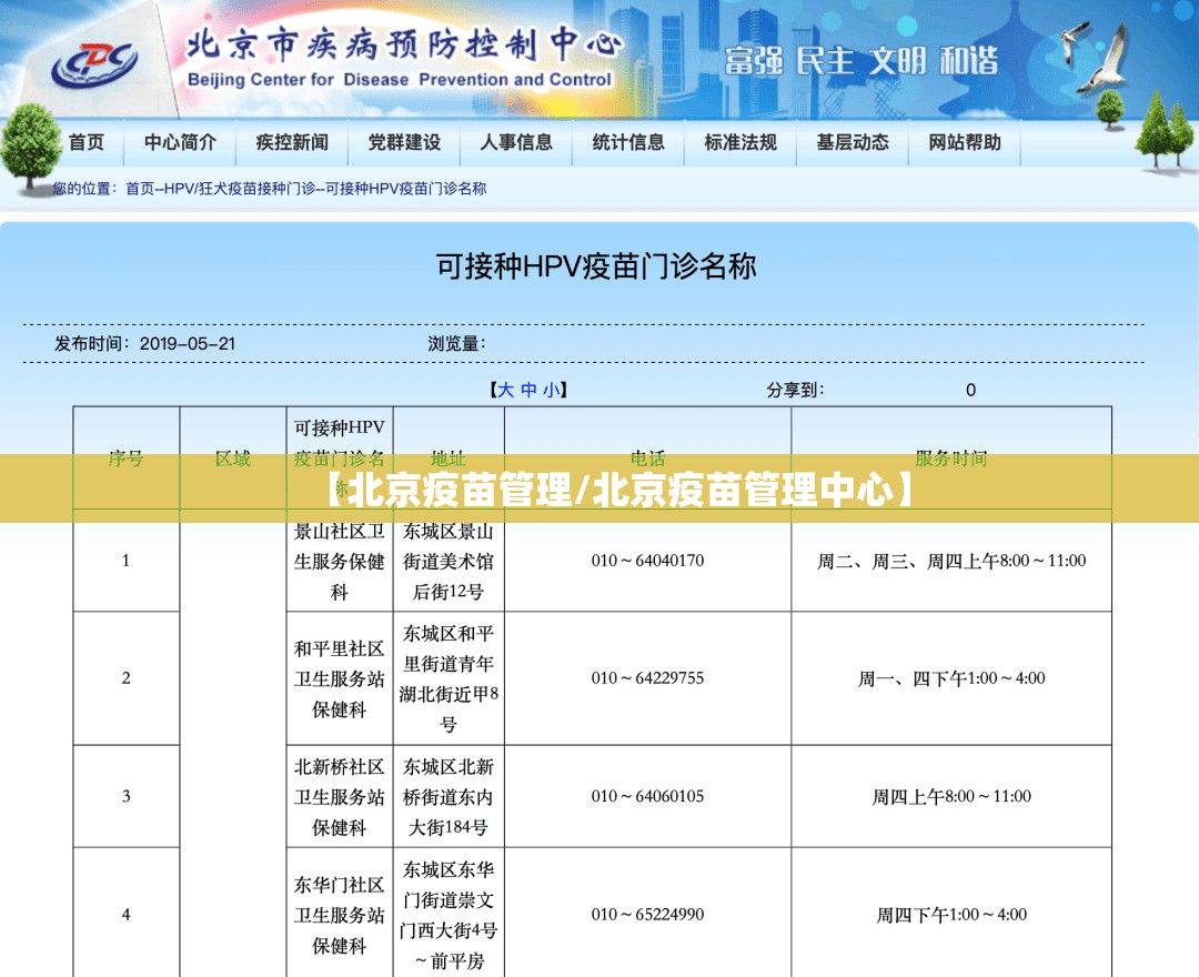 【北京疫苗管理/北京疫苗管理中心】