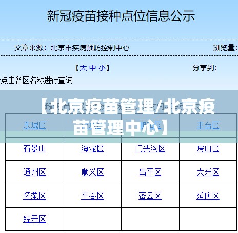 【北京疫苗管理/北京疫苗管理中心】
