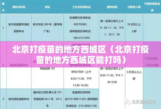 北京打疫苗的地方西城区（北京打疫苗的地方西城区能打吗）