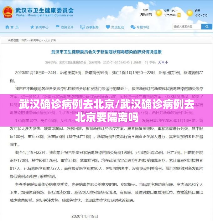 武汉确诊病例去北京/武汉确诊病例去北京要隔离吗