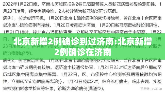 北京新增2例确诊到过济南:北京新增2例确诊在济南