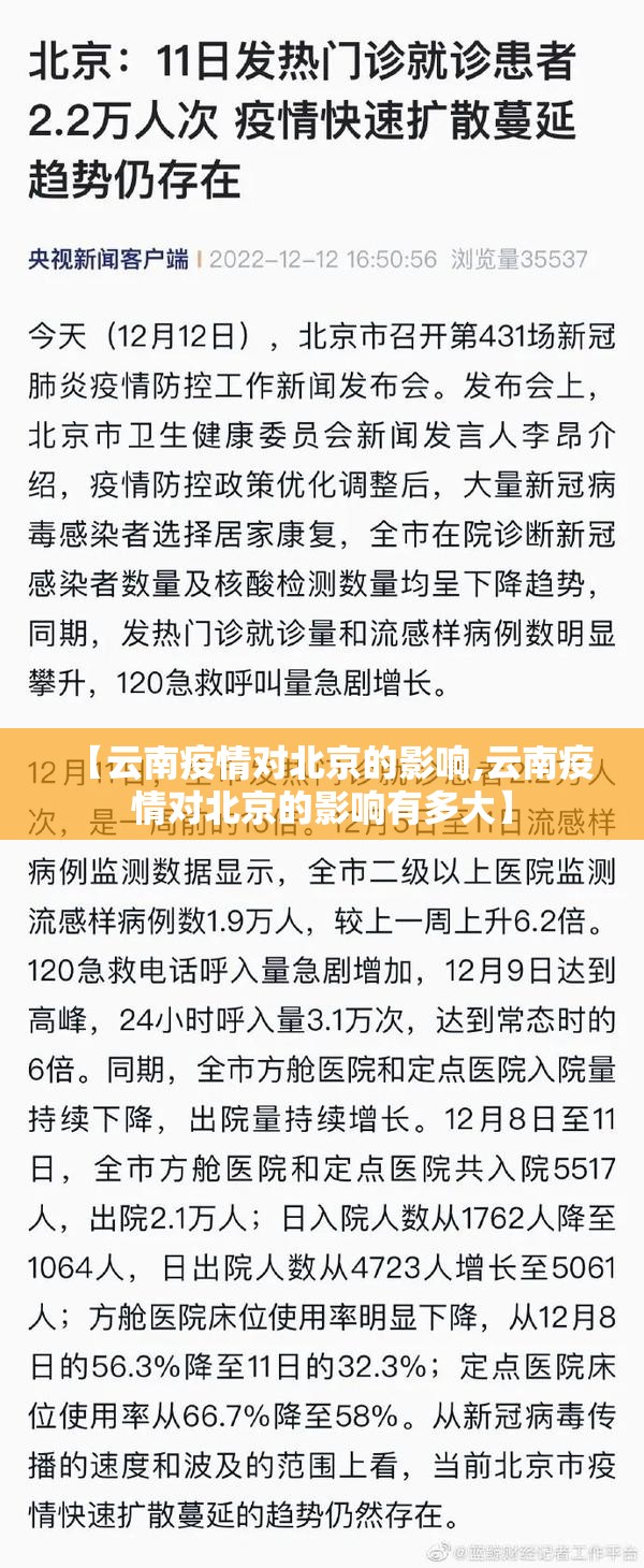 【云南疫情对北京的影响,云南疫情对北京的影响有多大】