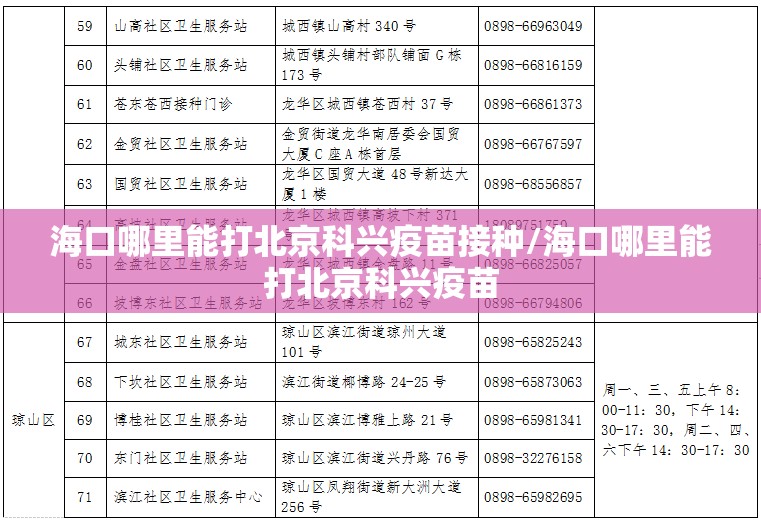 海口哪里能打北京科兴疫苗接种/海口哪里能打北京科兴疫苗