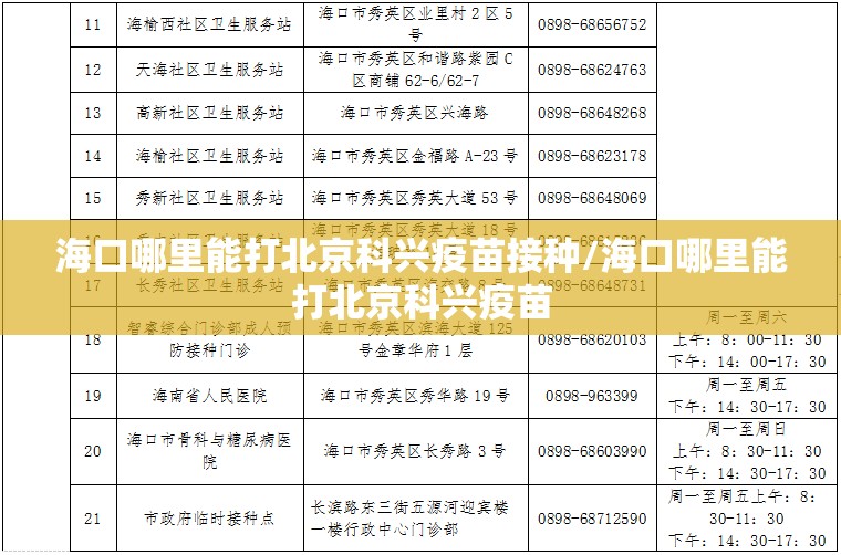 海口哪里能打北京科兴疫苗接种/海口哪里能打北京科兴疫苗