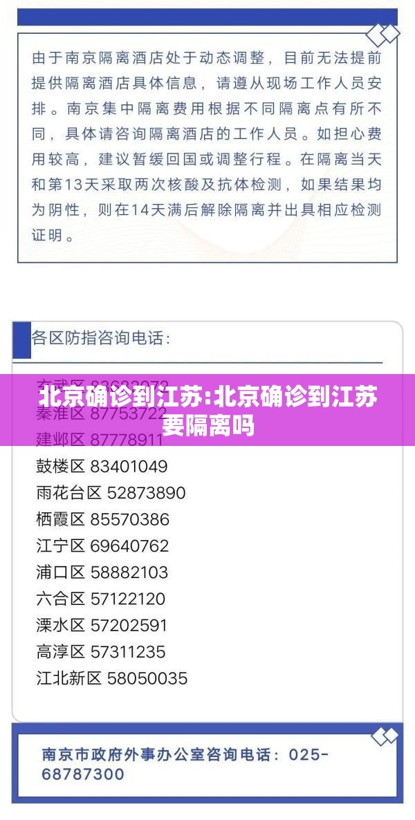 北京确诊到江苏:北京确诊到江苏要隔离吗