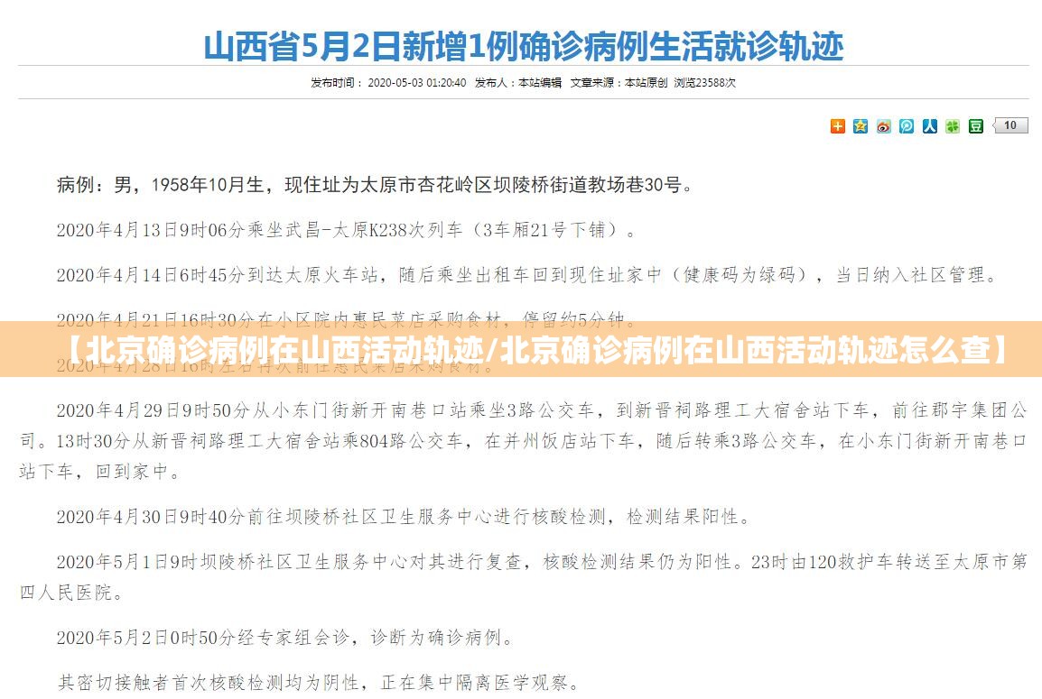 【北京确诊病例在山西活动轨迹/北京确诊病例在山西活动轨迹怎么查】