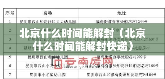 北京什么时间能解封（北京什么时间能解封快递）