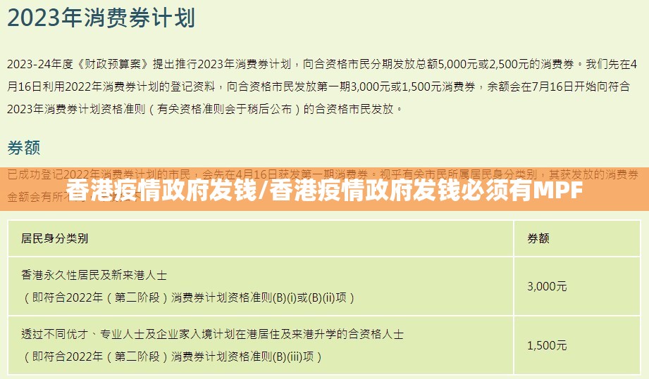 香港疫情政府发钱/香港疫情政府发钱必须有MPF