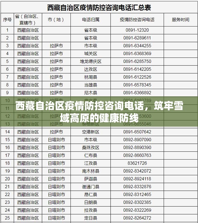 西藏自治区疫情防控咨询电话，筑牢雪域高原的健康防线