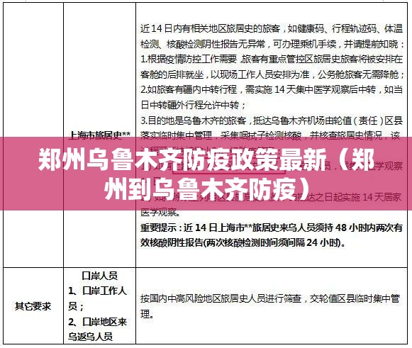 郑州乌鲁木齐防疫政策最新（郑州到乌鲁木齐防疫）