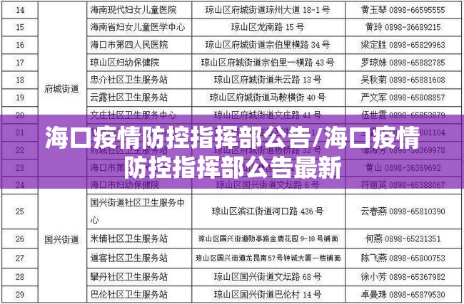 海口疫情防控指挥部公告/海口疫情防控指挥部公告最新