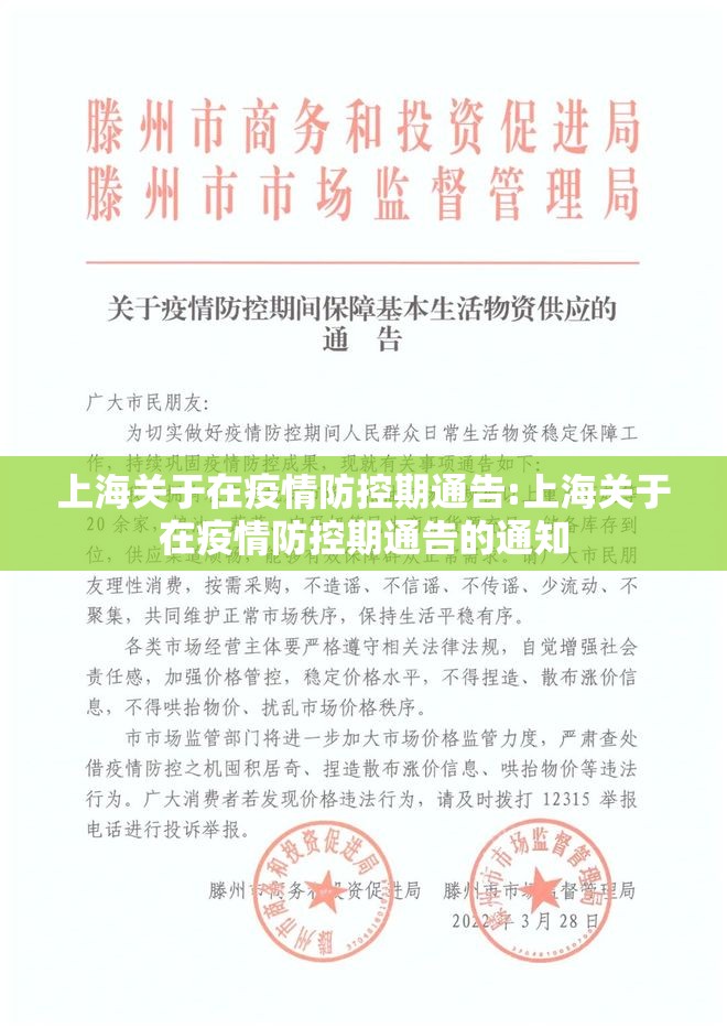 上海关于在疫情防控期通告:上海关于在疫情防控期通告的通知