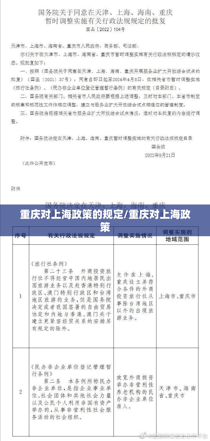 重庆对上海政策的规定/重庆对上海政策