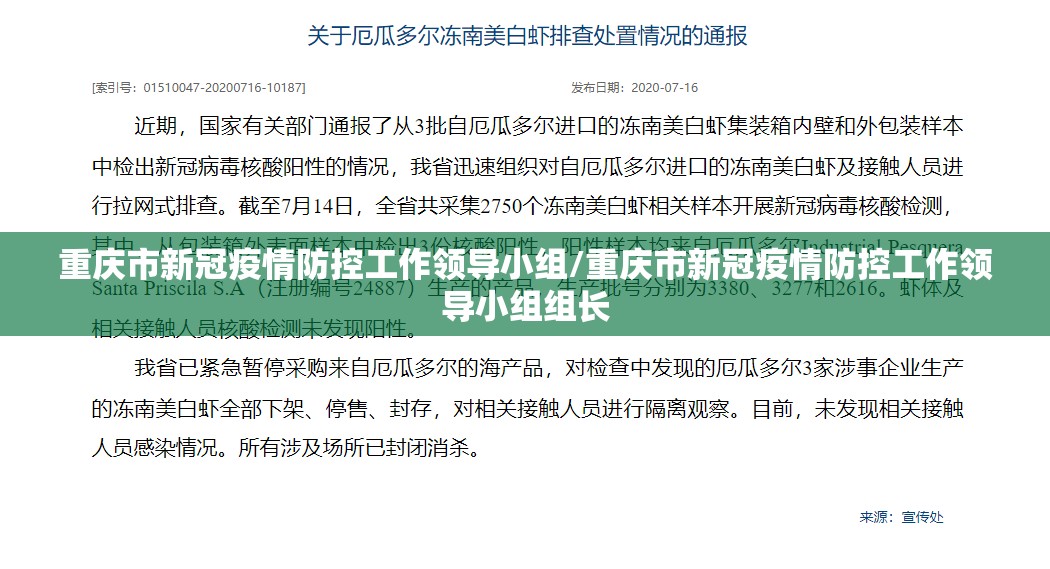 重庆市新冠疫情防控工作领导小组/重庆市新冠疫情防控工作领导小组组长