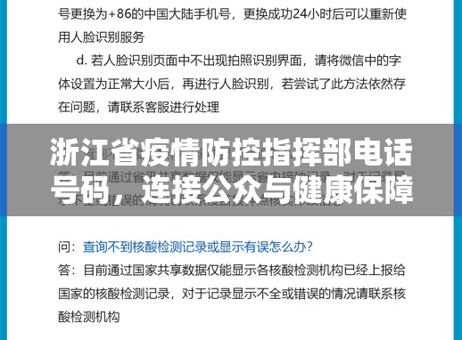 浙江省疫情防控指挥部电话号码，连接公众与健康保障的重要桥梁
