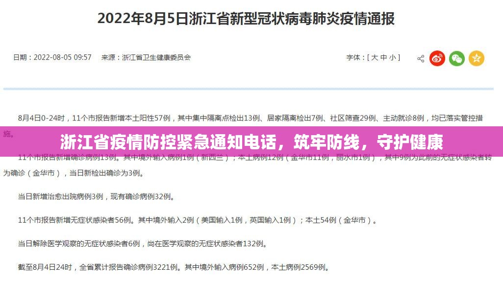 浙江省疫情防控紧急通知电话，筑牢防线，守护健康