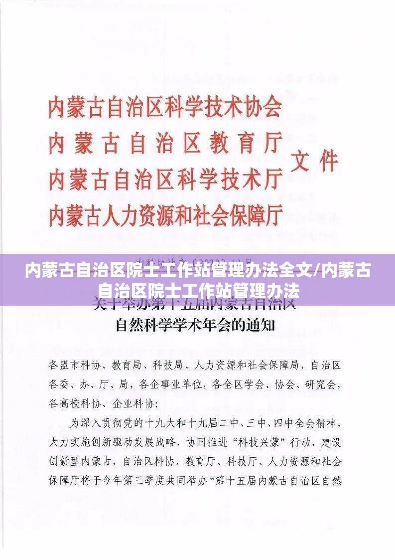 内蒙古自治区院士工作站管理办法全文/内蒙古自治区院士工作站管理办法