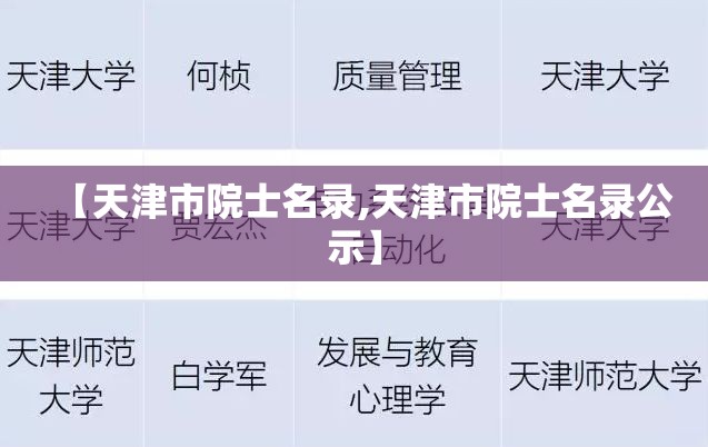 【天津市院士名录,天津市院士名录公示】