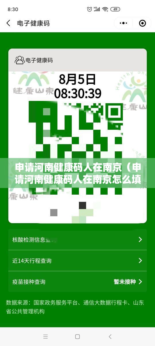 申请河南健康码人在南京（申请河南健康码人在南京怎么填）