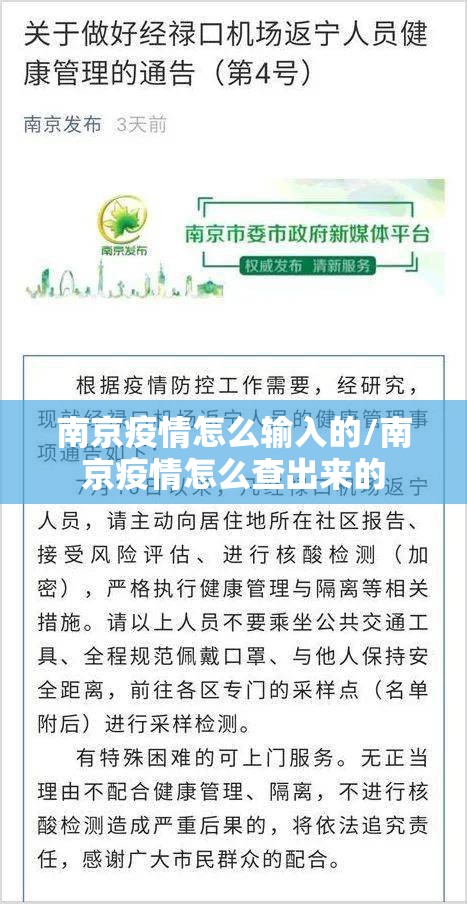南京疫情怎么输入的/南京疫情怎么查出来的