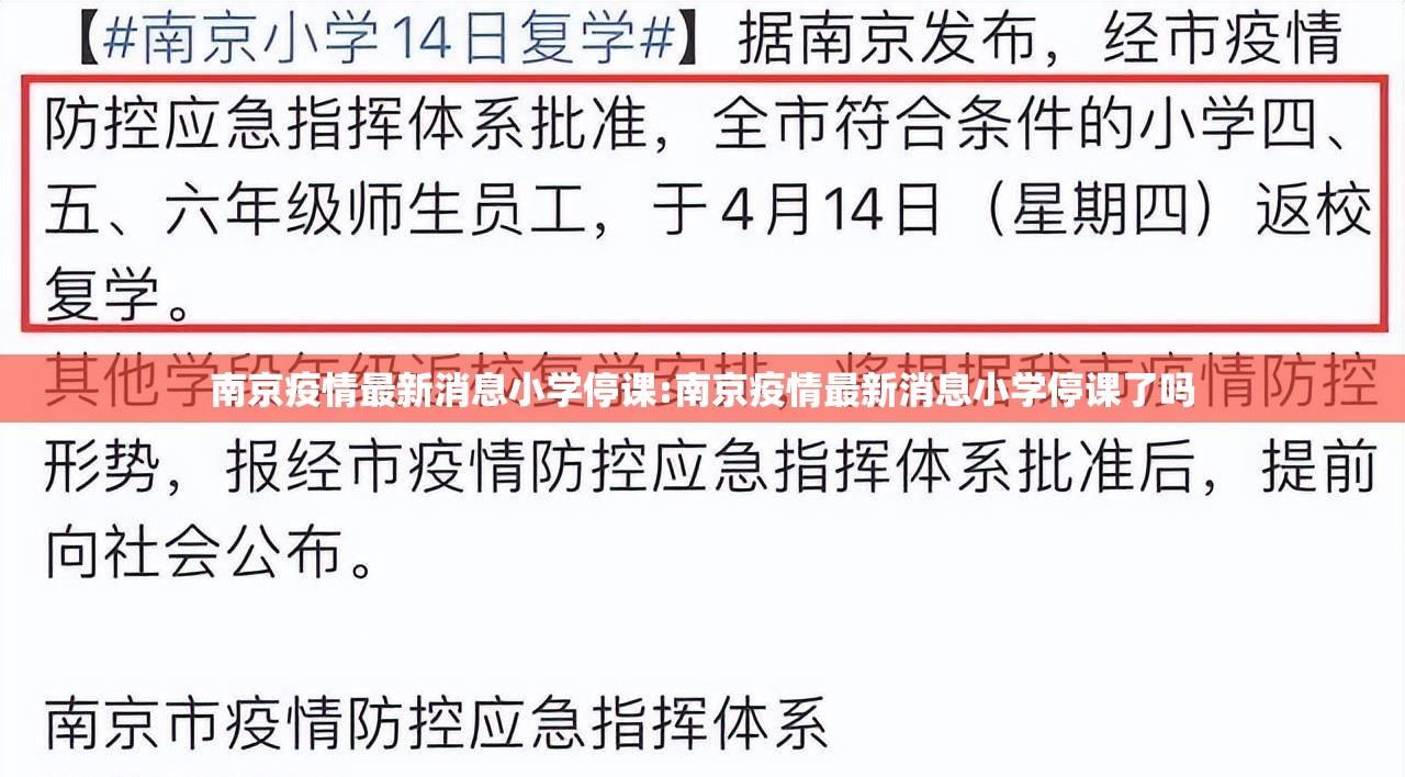 南京疫情最新消息小学停课:南京疫情最新消息小学停课了吗