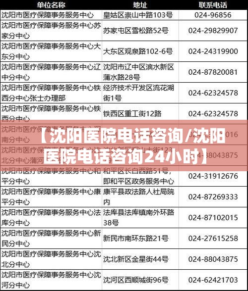 【沈阳医院电话咨询/沈阳医院电话咨询24小时】