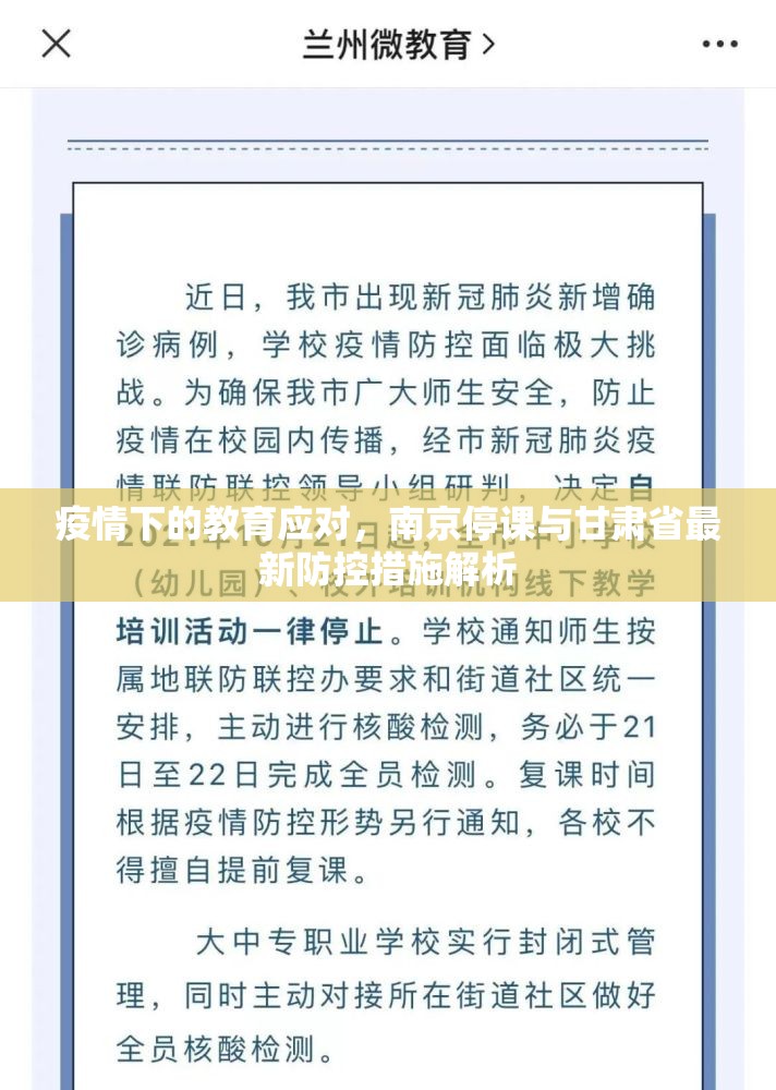 疫情下的教育应对，南京停课与甘肃省最新防控措施解析