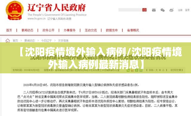 【沈阳疫情境外输入病例/沈阳疫情境外输入病例最新消息】