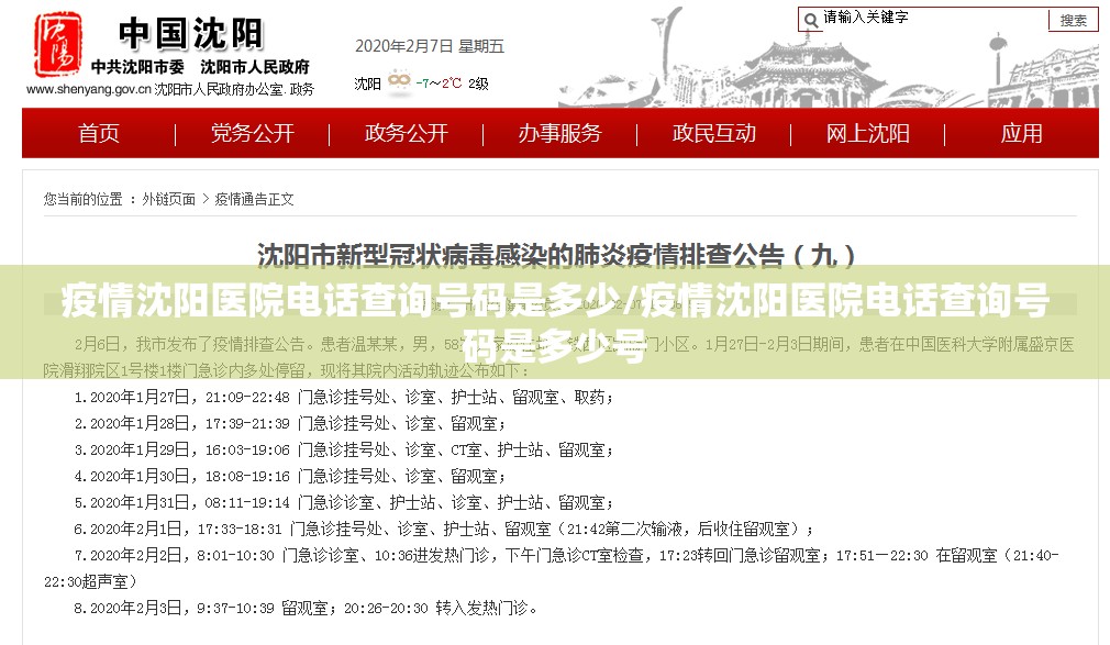 疫情沈阳医院电话查询号码是多少/疫情沈阳医院电话查询号码是多少号