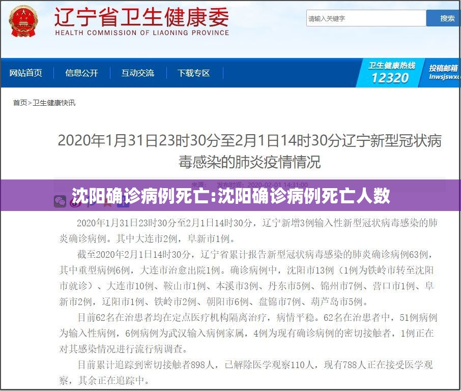 沈阳确诊病例死亡:沈阳确诊病例死亡人数