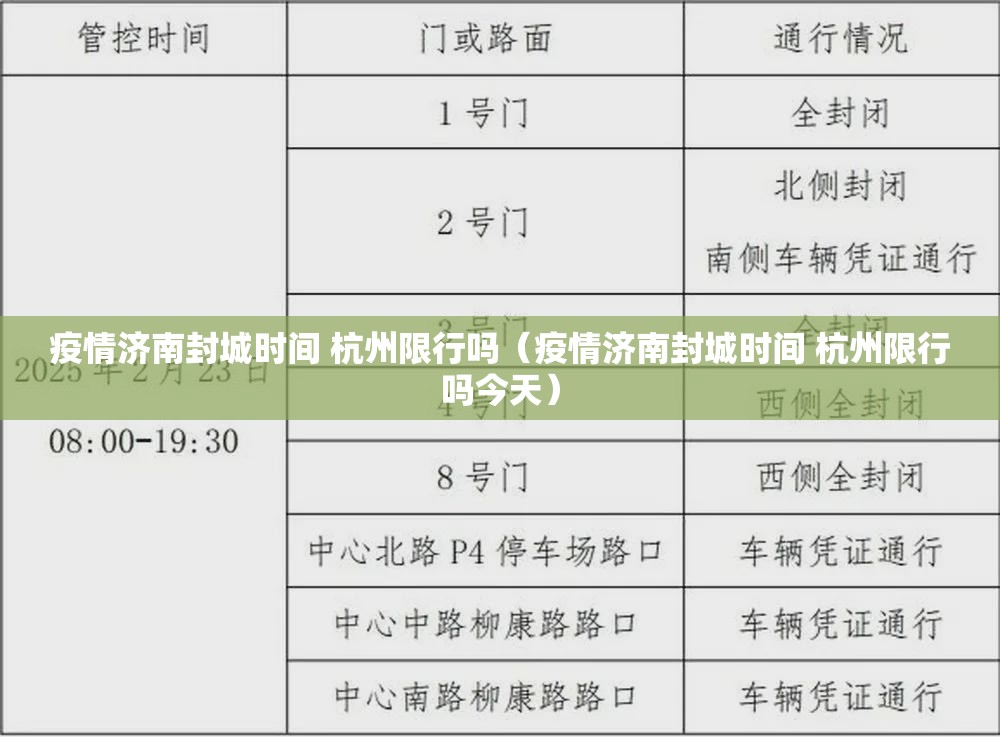疫情济南封城时间 杭州限行吗（疫情济南封城时间 杭州限行吗今天）