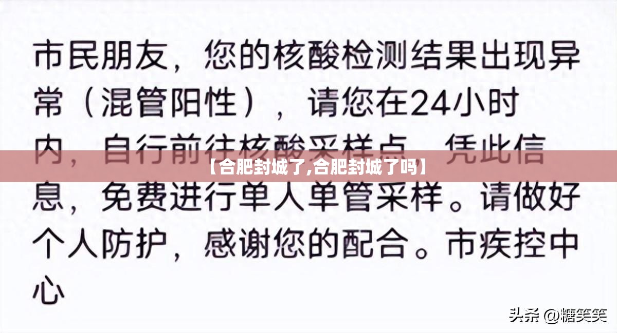 【合肥封城了,合肥封城了吗】