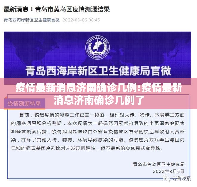 疫情最新消息济南确诊几例:疫情最新消息济南确诊几例了