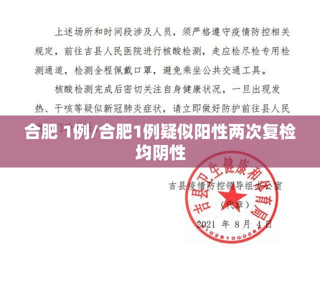 合肥 1例/合肥1例疑似阳性两次复检均阴性