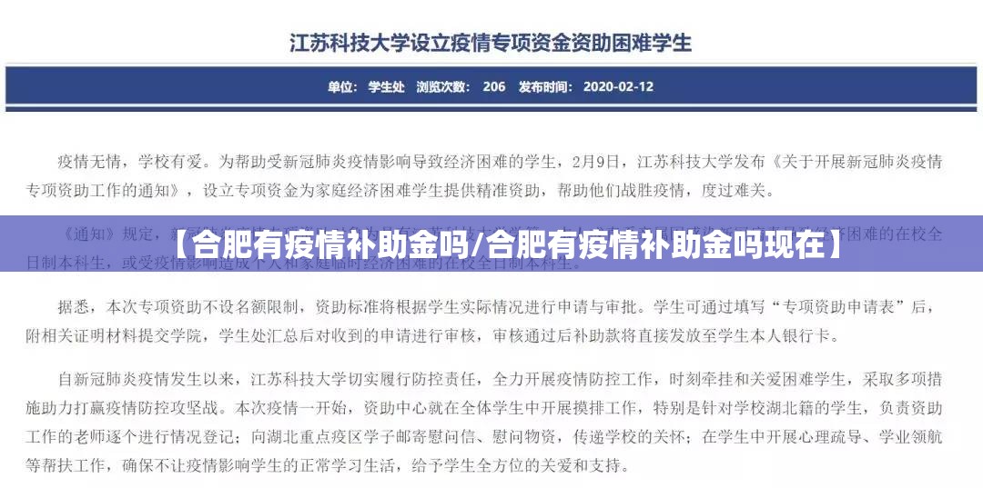【合肥有疫情补助金吗/合肥有疫情补助金吗现在】