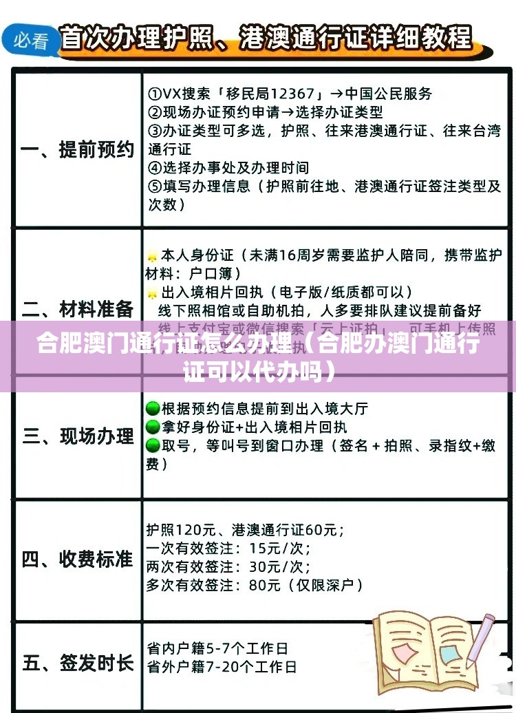 合肥澳门通行证怎么办理（合肥办澳门通行证可以代办吗）