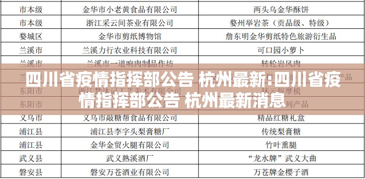 四川省疫情指挥部公告 杭州最新:四川省疫情指挥部公告 杭州最新消息