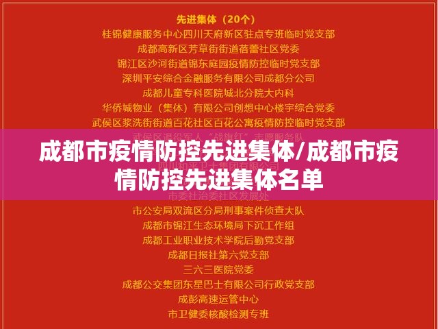成都市疫情防控先进集体/成都市疫情防控先进集体名单