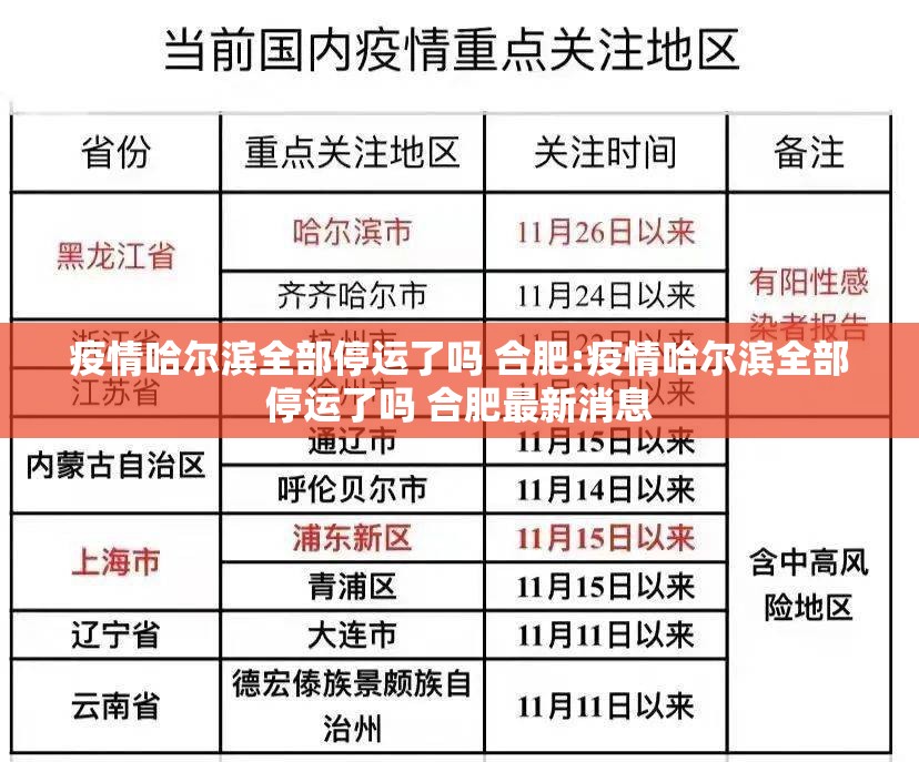 疫情哈尔滨全部停运了吗 合肥:疫情哈尔滨全部停运了吗 合肥最新消息