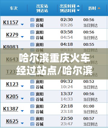 哈尔滨重庆火车经过站点/哈尔滨 重庆 火车